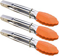 HINMAY 7-Inch Silicone Tipped Kitchen Tongs, Set of 3 (Orange) by HINMAY