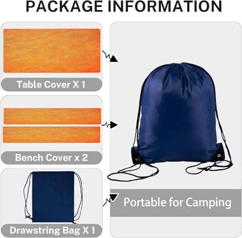 CAPSCEOLL Fitted Picnic Table Cover with Bench Covers 6ft - Burnt Orange - Image 4