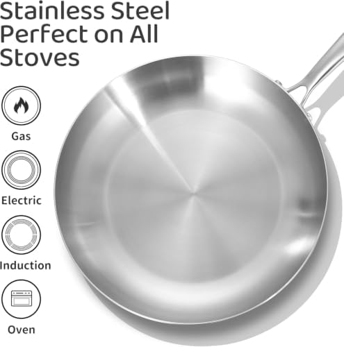 LOLYKITCH 12 Inch Stainless Steel Pan | Tri-Ply | PFOA & PTFE Free Skillet - Image 6