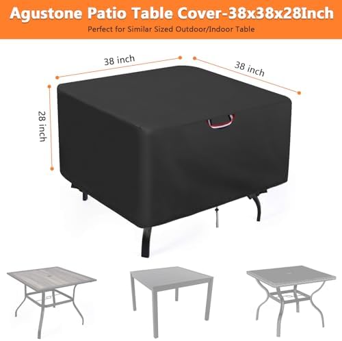 38 Inch Patio Table Cover, 38x38 in Outdoor Waterproof Square Table Cover - Image 2