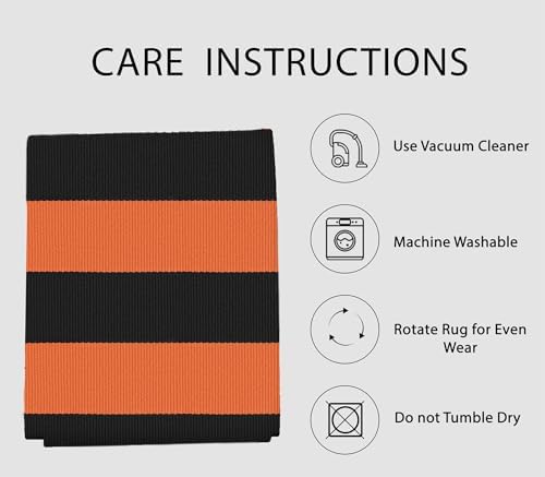 IOHOUZE Fall Striped Outdoor Rug 3x5, Washable Porch, Orange Black - Image 5