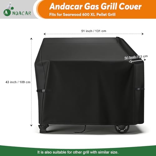 Grill Cover 51 Inch for Weber Searwood 600 XL Pellet Grill - Image 3