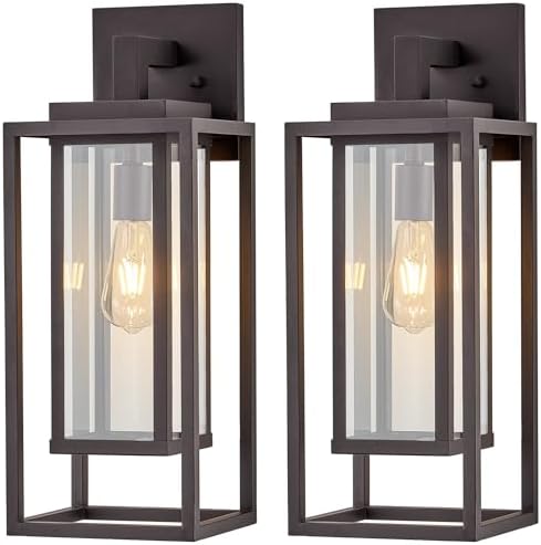 21" Double Cage Outdoor Wall Light, 2Pack Exterior Lantern Sconce by ZMKMOK