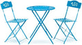 Alpine Corporation 3-Piece Bistro Set with Folding Table and 2 Chairs, Durable Steel Indoor/Outdoor Patio Furniture, Compact Seating, Blue by Unknown
