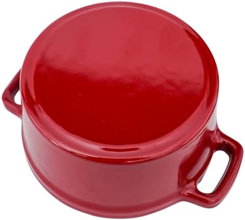 Flavehc Mini Cocotte 16 oz Mini Dutch Oven 0.5 qt. Cast Iron Garlic Roaster for Oven Garlic Confit Pot Ramekins with Lids Oven Safe Set of 2, Red - Image 6