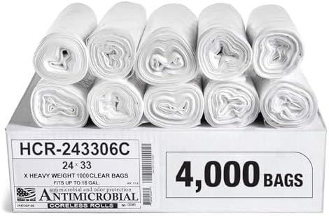Aluf Plastics 16 Gallon 6 Micron (eq) Clear Trash Bags 24" x 33" 4000 Count by AlufPlastics