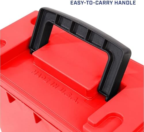 Sheffield 12636 Ammo Storage Box, Stackable .30 Cal Field Boxes, Water and Dust Resistant, Lockable Storage Box with Handle, Secures Hunting Gear, Supplies, and Bullets, Made in USA, Red, (Pack of 6) - Image 7