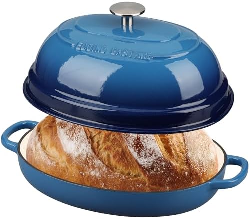 EDGING CASTING Enameled Oval Cast Iron Dutch Oven Pot with Lid, Bread Dutch Oven for Sourdough Bread Baking, Dutch Oven Bread, Bread Oven, 6QT, Lake Blue - Image 3