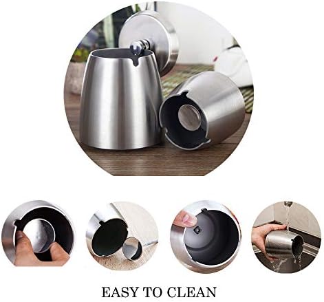 Ash tray Outdoors,Smokeless Ashtray with Lid for Cigarettes Indoors,Large Ashtrays Windproof/Rainproof,Stainless Steel Cover Ashtray for Patio Outside Home Table Decor - Image 5