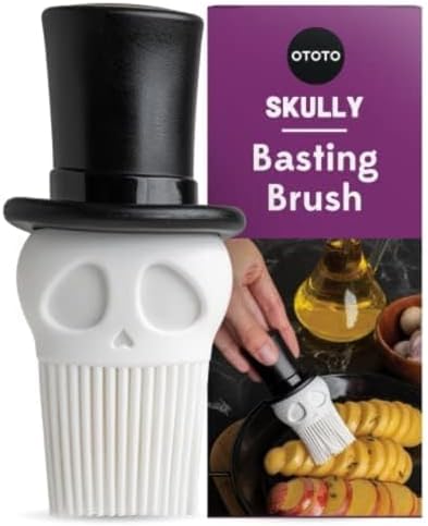 OTOTO Skully Basting Brush - Food Basting Brush for Cooking, Halloween Gifts, Gothic Kitchen Brush, Spooky Gifts, Skull Kitchen Accessories by OTOTO