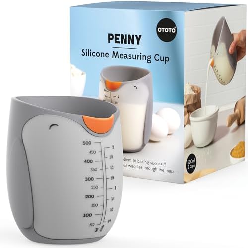 OTOTO Penny Penguin Silicone Measuring Cups for Cooking - 500ml Cute Measuring Cups for Baking, BPA-Free, Microwave Safe, Penguin Gifts, Cute Kitchen Accessories, Funny White Elephant Gifts by OTOTO