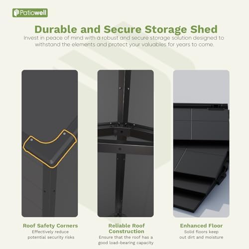 Patiowell 6X4 FT Plastic Outdoor Storage Shed with Floor, Resin Garden Shed - Image 5