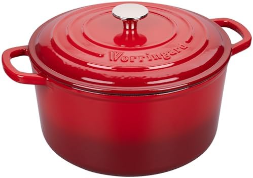 VORRINGARD Enameled Cast Iron Dutch Oven Pot with Lid, for Sourdough Bread Baking, Round Dutch Ovens, 4.5 Quart, Red - Image 6