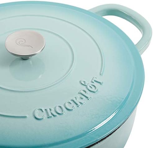 Crock Pot Artisan Enameled Cast Iron Braiser W/Lid, 5-Quart, Aqua - Image 3