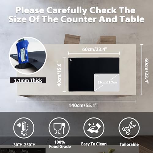 Thick Silicone Counter Mat Large 23.4"by15.6", Heat Resistant Mat - Image 2