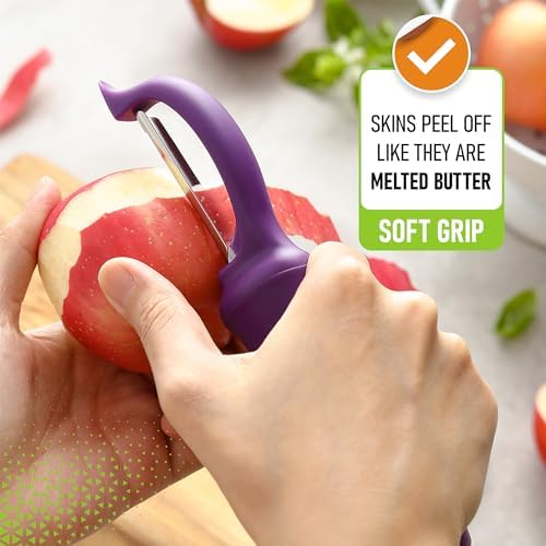 Spring Chef Swivel Potato Peeler with Ergonomic Handle, Purple - Image 6