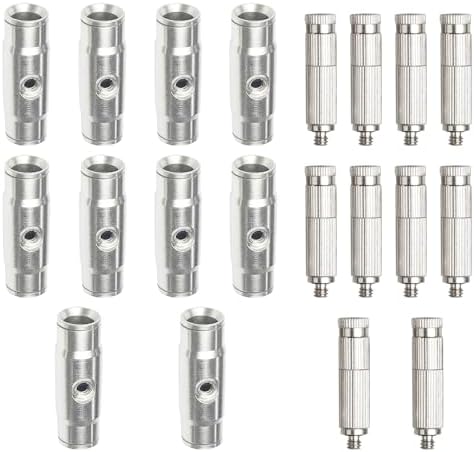 Brass Patio Misting Kit – 10 Brass Micro-Nozzles & 10 3/8″ Slip Connectors for Outdoor Cooling (UNC 10/24, 0.012″ Precision Orifice, 15-280 psi) by TLTOOLEGIN