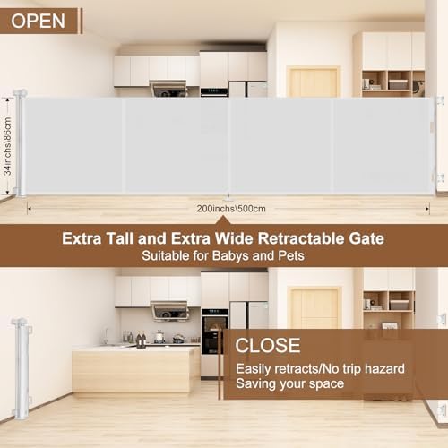 Miumoon 200 inch Reinforced Retractable Baby Gates 37 inch Tall - Image 4
