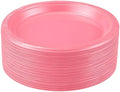 Plastic Plates 9 Inch Plastic Solid Round Party Dessert Dinner Plates for Weddings Party BBQs Birthday Camping and Anniversary (50, Pink) by Unknown