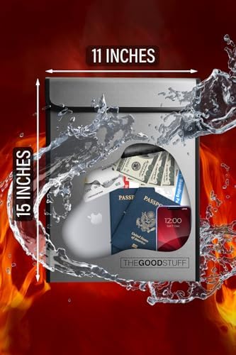 The Good Stuff Fireproof Document Bag Legal Size: 15" x 11" [2000°F Rated] Protect Birth Certificates, Contracts, Legal Papers, Cash, and Other Valuables - Water and Fire Resistant File Bags - Image 2