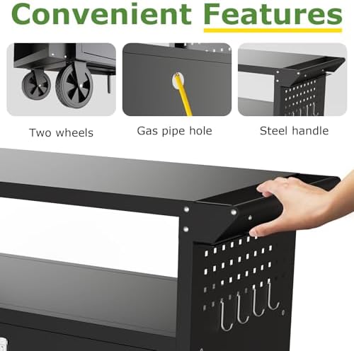 Eltean Grill Table,Outdoor Grill Cart with Storage - Image 3