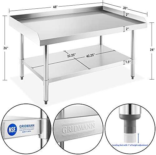 GRIDMANN NSF 16-Gauge Stainless Steel 48" L x 30" W x 24" H Equipment Stand Grill Table with Undershelf for Commercial Restaurant Kitchen - Image 5