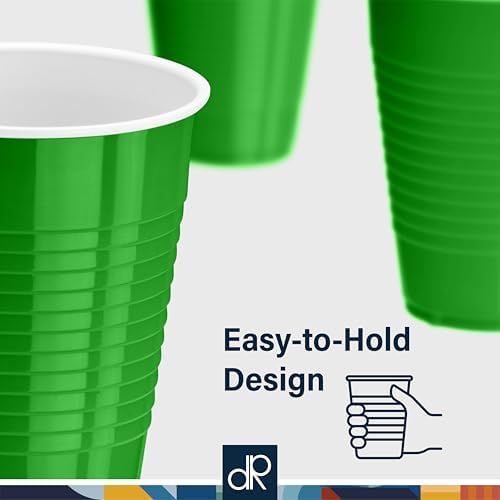 DecorRack Dark Green Plastic Cups, 12 oz Disposable Cups, Reusable Party Supplies (40 Count) - Image 5