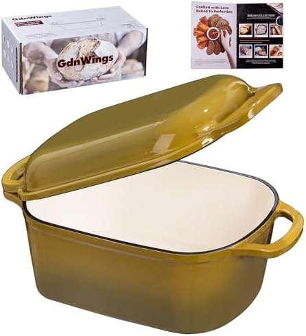 Oval Enameled Cast Iron Dutch Oven for Sourdough Bread Baking by GdWings
