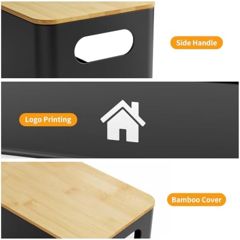 ALOCEO Metal Trash Bag Holder with Bamboo Lid - 13/30/33 Gallon Garbage Bag Dispenser - Under Sink Organizer - Laundry Room Organization - Stackable Bins for Pantry and Kitchen Storage - 2 Pack Black - Image 7