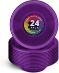 DecorRack 24 Purple Plastic Bowls, 7 in Disposable 12 oz Bowl by DecorRack
