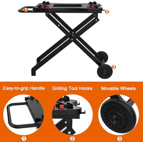 DELSbbq Portable BBQ Grill Stand Cart for Weber Q Series Q100/200/1000/2000 - Image 4