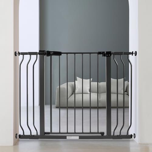 BalanceFrom 29.1-43.3" Easy Walk-Thru Baby and Pet Safety Gate with Hold-Open and Auto-Close – Adjustable Steel Barrier for Stairs, Doorways, and Hallways, No Drilling Installation by BFFITNESS