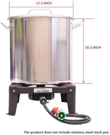 COOKAMP Propane Burner for Outdoor Cooking, 120,000 BTU Single 7" Round Burner, 16" Square Steel Cooktop！SA1730 - Image 5