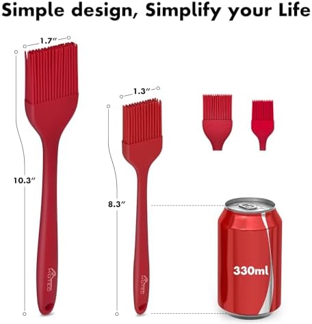 HOTEC 600°F Heat Resistant, Silicone Basting &Pastry Brushes, Red 2 - Image 2