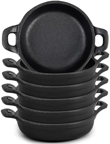 Ziliny 6 Pack Mini Cast Iron Skillets 5 x 5 x 1.3 Inch Pan Ramekin Set by Ziliny