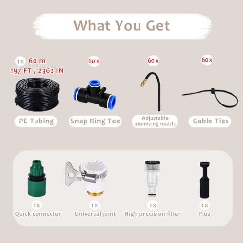 Outdoor Misting Sprinkler Kit, 360° Adjustable Nozzles Drip Irrigation System for Garden, Farm, Workshop & Construction Cooling and Dust Control - Image 3