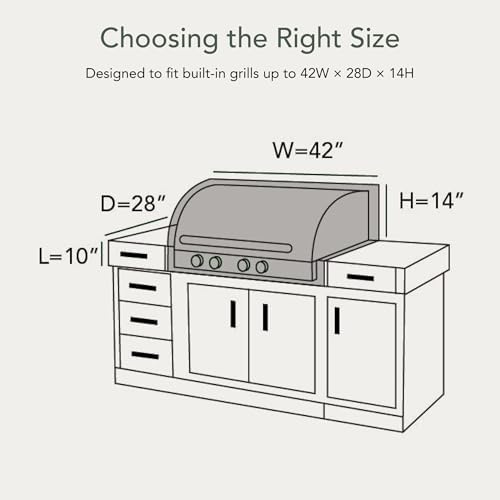 Covermates Classic Built-in Grill Cover - 42" Wx28 Dx14 H - Water Resistant - Image 2