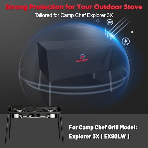 Comnova Stove Cover for Camp Chef Explorer 3X - 600D Outdoor Camping Stove Cover Waterproof & Heavy Duty, 3-Burner Grill Covers for Camp Chef Explorer 3X (EX90LW) and More - 51 x 16 x 16 Inch - Image 3