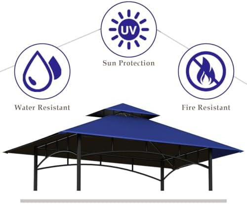 5' x 8' Grill Gazebo Replacement Top for L-GG001PST-F, Blue - Image 2