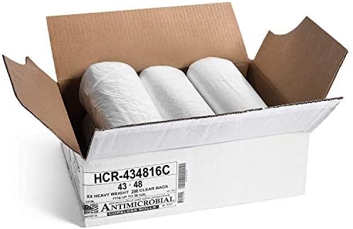 Aluf Plastics High Density Trash Bags, 56 Gallon, 16 Micron (eq), 43" x 48", Clear, for Bathroom, Office, Industrial, Commercial, Janitorial, Municipal, Recycling (Pack of 1, 200 Count Total) - Image 2
