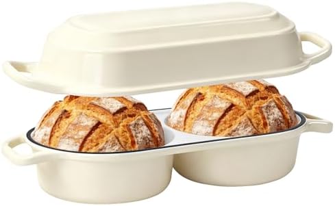 Mini Double Dutch Oven For Sourdough Bread Baking, 2.2QT Enameled Cast Iron by ONKO