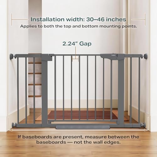 Cumbor 30-46" Baby Gate for Stairs, Auto-Close Dog Gate Indoor Cool Gray - Image 6
