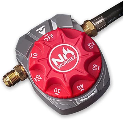 NO WORRIEZ Safety Auto Shut-Off Gas Timer for Propane & Natural Gas | Outdoor Grill, Fire Pit, Pizza Oven | – 100,000 BTU w/ 3/8" Flared Assembly Connector & Hose, Patent Pending by NOWORRIEZ