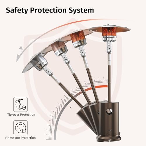 EAST OAK 55,000 BTU Propane Patio Heater with Round Table & Stainless Steel Burner, Outdoor Heater with Wheels, Ideal For Large Patios, Gardens, Outdoor Events, and Commercial Use, Bronze - Image 4