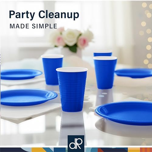 DecorRack Blue Plastic Cups, 12 oz Disposable Cups, Reusable Party Supplies (40 Count) - Image 7