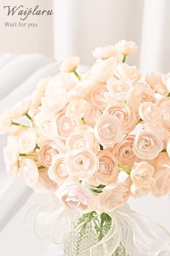 Fake Flowers Faux Flower Artificial Ranunculus Flowers Champagne Peonies - Image 7