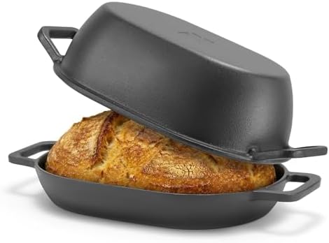 Northriver Casting 12"x8" Oval Cast Iron Dutch Oven for Bread Baking，Pre-Seasoned Combo Cooker with Lid, Perfect for Sourdough, Artisan Loaves & Family Meals,5 Qt by NorthriverCasting