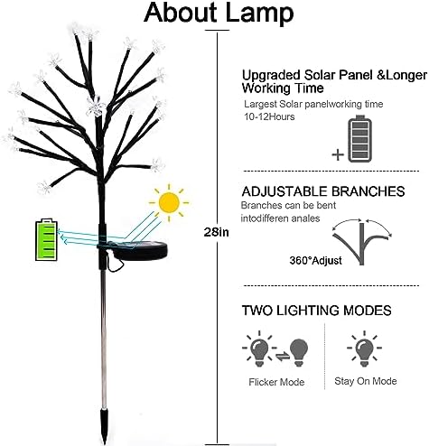 2 Pack Solar Lights Outdoor Waterproof, Garden Lights Solar Flowers - Image 3