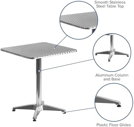 Flash Furniture 23.5 in Aluminum Indoor/Outdoor Square Table with Base - Image 4