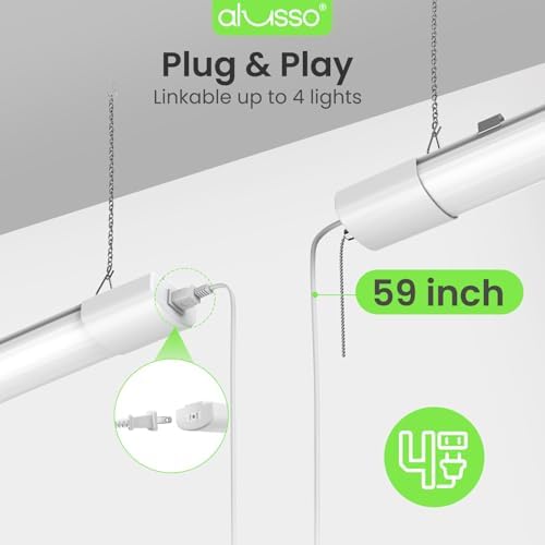 ALUSSO® LED Shop Lights 4FT for Garage, 6000LM Super Bright, Adjustable 2700K-6500K Color Temperature, 120V, Warm to Cool Daylight Linkable Shop Lights for Workshop, 2 Pack - Image 5